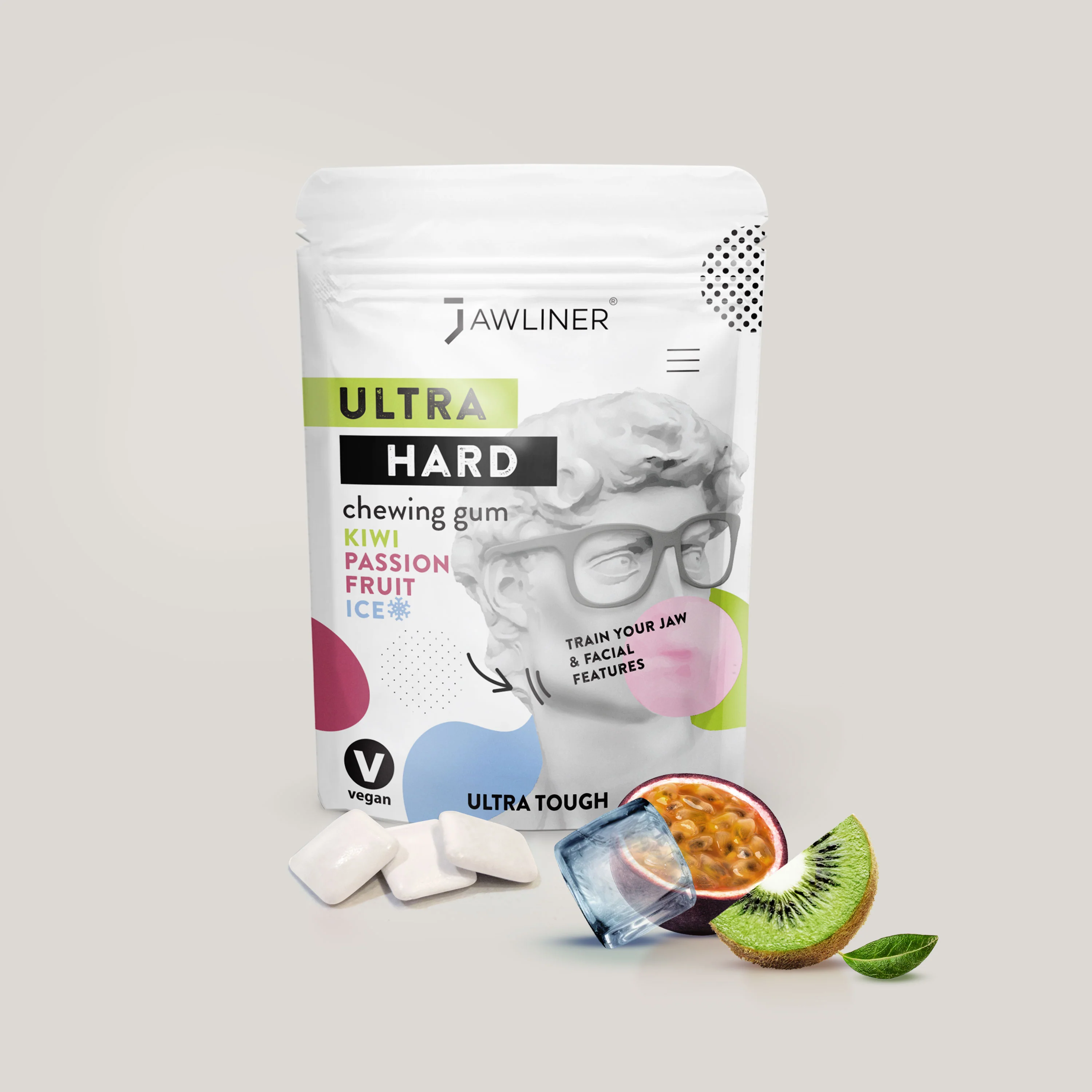 JAWLINER® Fitness Chewing Gum Kiwi Passion Fruit Ice - Image 18