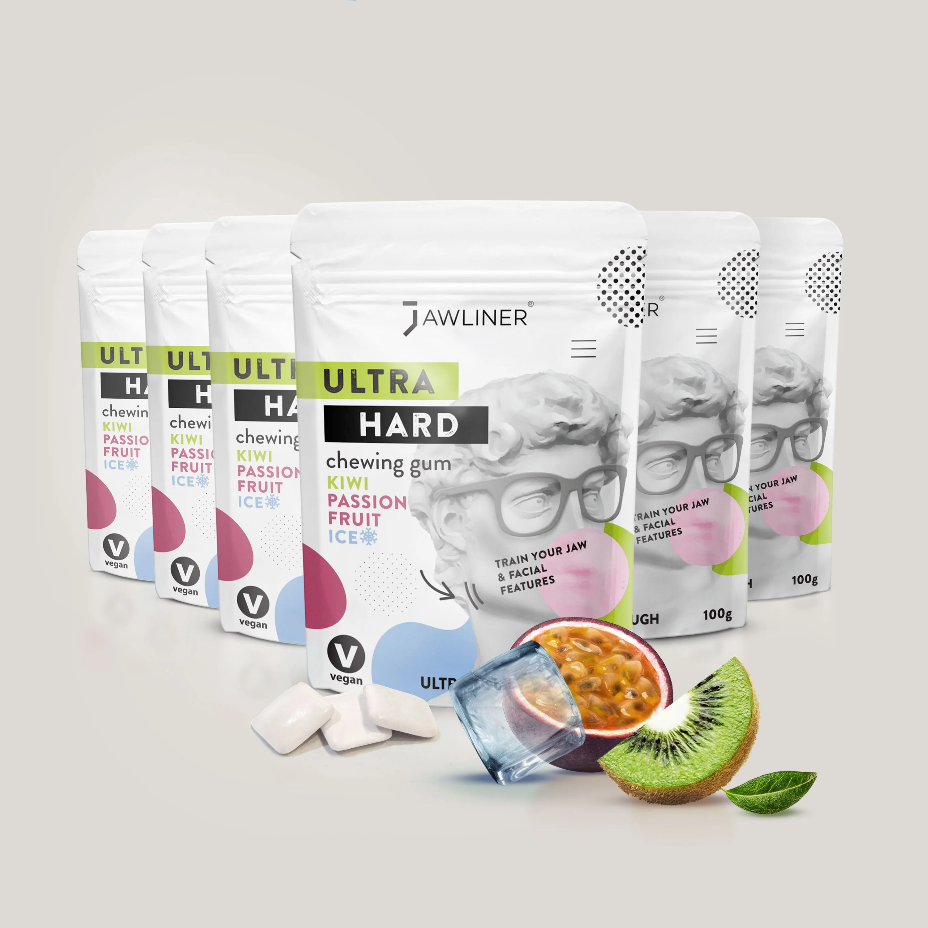 JAWLINER® Fitness Chewing Gum Kiwi Passion Fruit Ice - Image 19